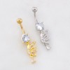 MULTI CZ BEADED BUTTERFLY WING DANGLE TEAR DROP BELLY BUTTON NAVEL RING 316L SURGICAL STEEL